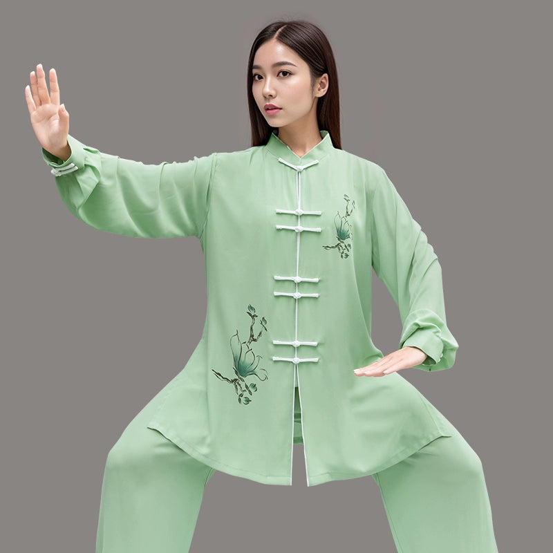 Tai Chi Clothing for Women's Baduanjin martial art chinese kung fu uniforms linen Wushu Performance Clothing  Medium and Long - Moderndancedress.com