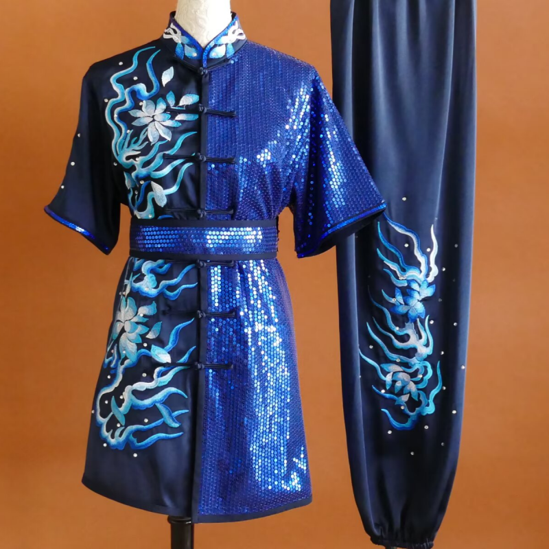 Custom Size Tai Chi Clothing for Unisex Youth Wushu Martial Art Chang Quan Competition Uniform