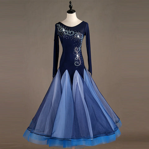 Ballroom Dance Dresses Modern Skirt Waltz Group Dance Costume National Standard Dance Dress - Moderndancedress.com