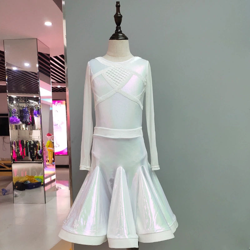 Girls Latin Dance Dresses Latin Dance Competition Provides Girls&amp;apos;Divided Button Show Clothes for Professional Art Examination, Dance Clothes - Moderndancedress.com