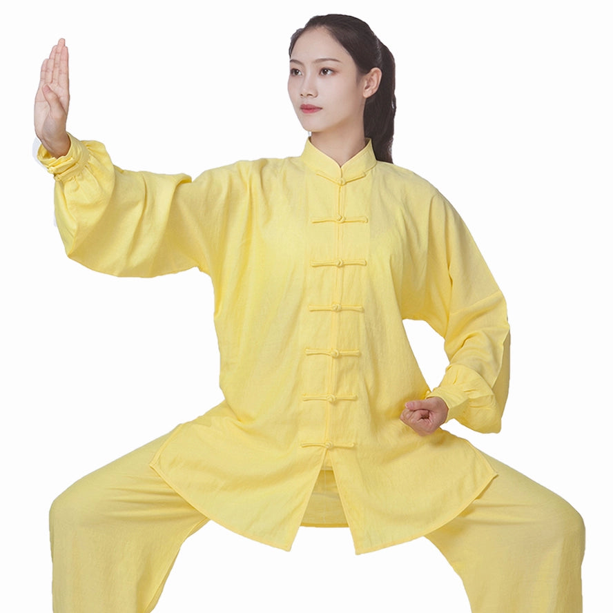 Cotton Linen Tai Chi Clothing for Women Men Chinese Kung Fu Uniforms Morning Exercises Fitness Tai Jiquan Training Clothes - Moderndancedress.com