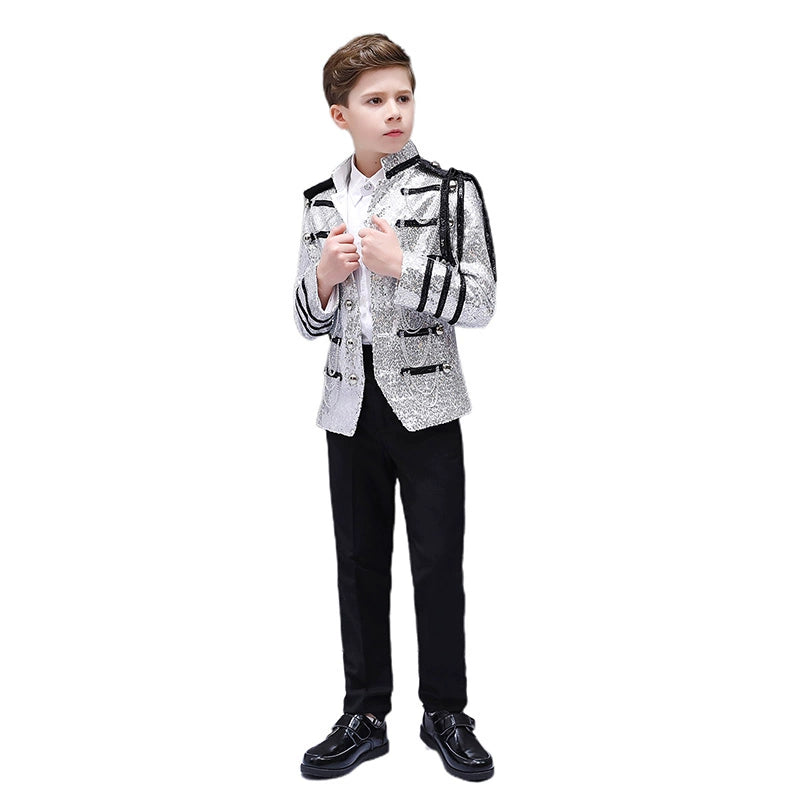 Boys Jazz Dance Costumes uropean Style Children Army Dresses Stage Performance Palace Dresses Prince Dresses Sequins Show Dresses - Moderndancedress.com