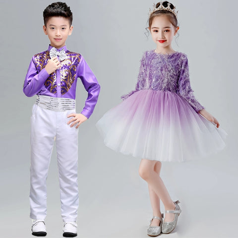 Children jazz dance dress chorus costume performance costume primary school students gauze tutu skirt