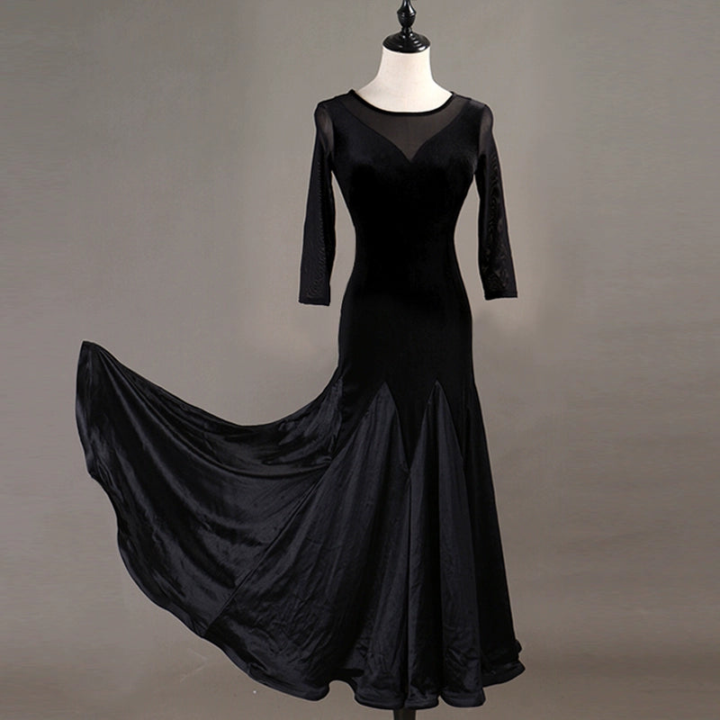 Ballroom Dance Dressessexy through yarn! Professional Modern Dance Apparel New High-grade Velvet National Standard Dance Dress - 