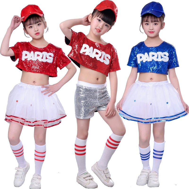 Girls Jazz Dance Costumes Performing Dresses Jazz Kindergarten Sequins Dance Dresses Modern Dance Performing Dresses Pengpeng Skirt - Moderndancedress.com