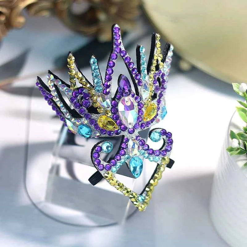 Rhinestone Artistic Gymnastics Figure Skating Crown for Kids Latin Ballroom Competition Performance Headdress