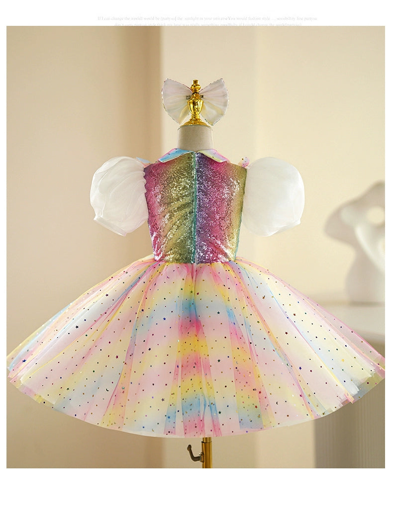 Children's Jazz dance costumes glitter rinbow tutu ballet dress model show party singers pianist choir costumes church recitation performance skirts - Moderndancedress.com