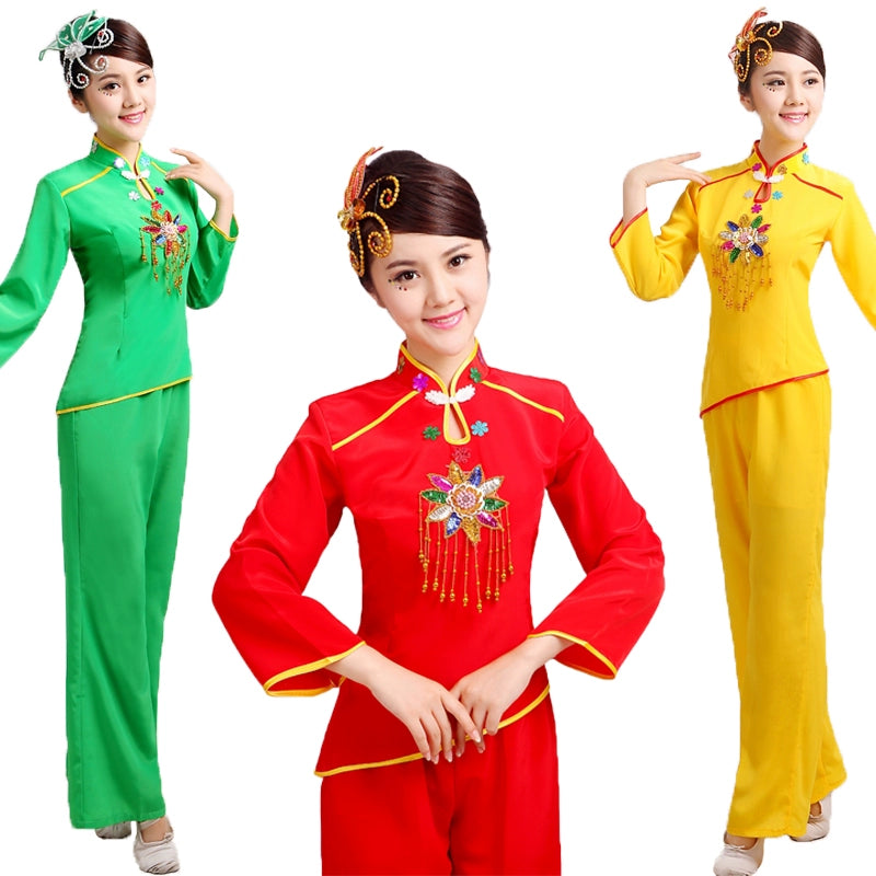 Folk Dance Costumes Yangko Dance Costume Women Dance Performance Drum and Drum Square Dance Costume Chinese style National Dance Costume - Moderndancedress.com
