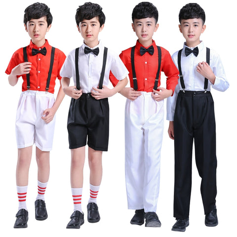 Girls Jazz Dance Costumes Flower Girls Dresses BoysRecitation Dresses Showwear  Belts Primary School Students Chorus Hosts erforming Dresses - Moderndancedress.com