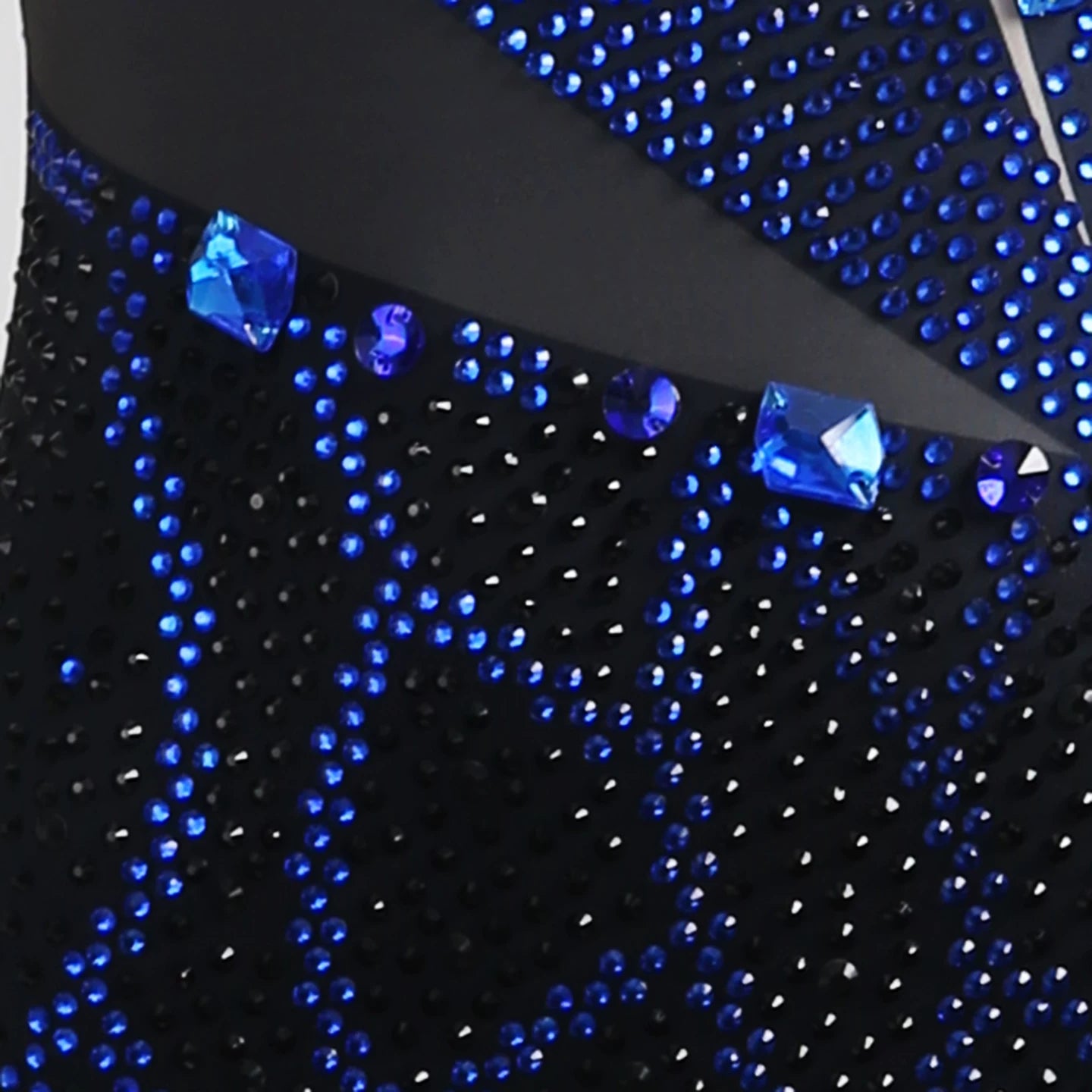 Blue Crystal Bling Latin Dance Dress for Women Girls Salsa Chacha Prom Party Performance Costume