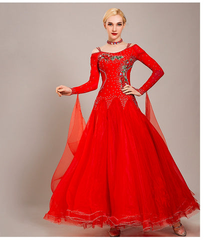 Competition Ballroom dance dress for women girls national standard dance waltz tango foxtrot smooth social dance performance gown for female - Moderndancedress.com