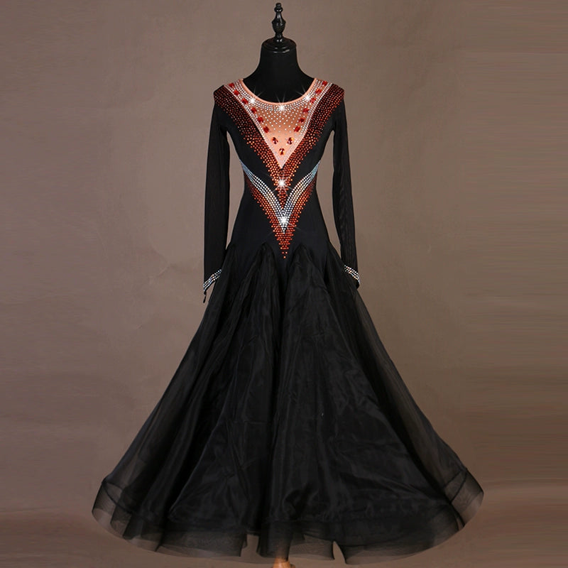Ballroom Dance Dresses Modern Skirt, National Standard Dance Dress, Waltz Group Performance Costume - Moderndancedress.com