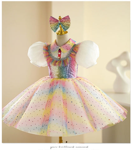 Children's Jazz dance costumes glitter rinbow tutu ballet dress model show party singers pianist choir costumes church recitation performance skirts - Moderndancedress.com