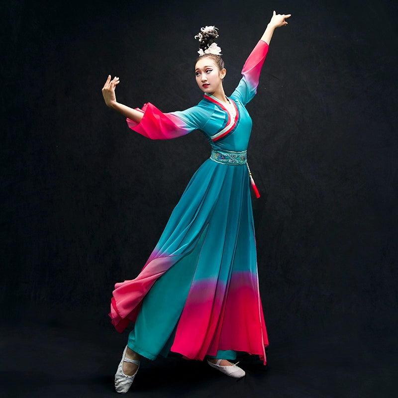 Chinese Folk Dance Costumes Classical Dance Costume Female Chinese Wind Fairy Modern Fan Umbrella Dance Adult - Moderndancedress.com