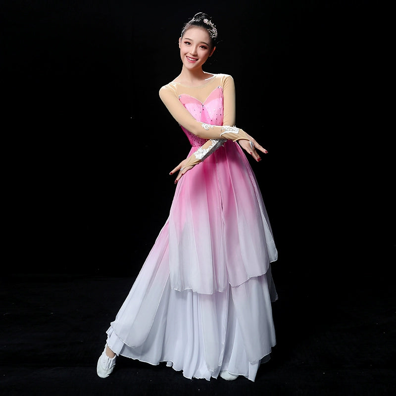 Chinese Folk Dance Costume Classical Dance Costume Female Modern Fan Yangge Costume Performing Apparel Fengjiangnan Umbrella Dance Fairy Suit of China - Moderndancedress.com