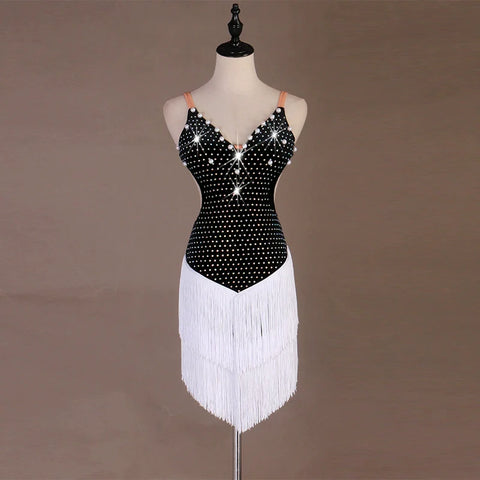 Latin Dance Dresses&amp;Skirts Women's Training / Performance Spandex Sequin / Ruched / Tassel Sleeveless Dress / Samba - Moderndancedress.com