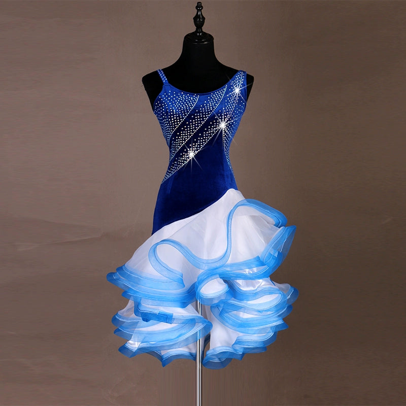 Latin Dance Dresses Latin Dance Competition Dresses / Rhinestones Sleeveless High Dress