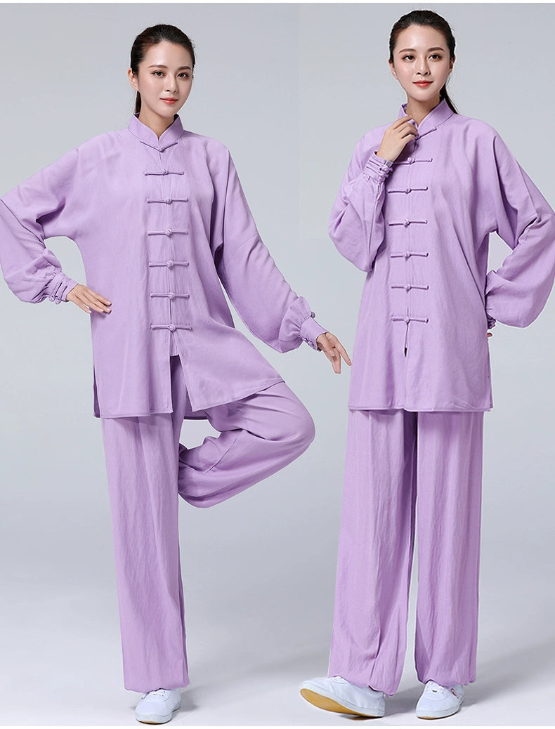 Cotton Linen Tai Chi Clothing for Women Men Chinese Kung Fu Uniforms Morning Exercises Fitness Tai Jiquan Training Clothes - Moderndancedress.com