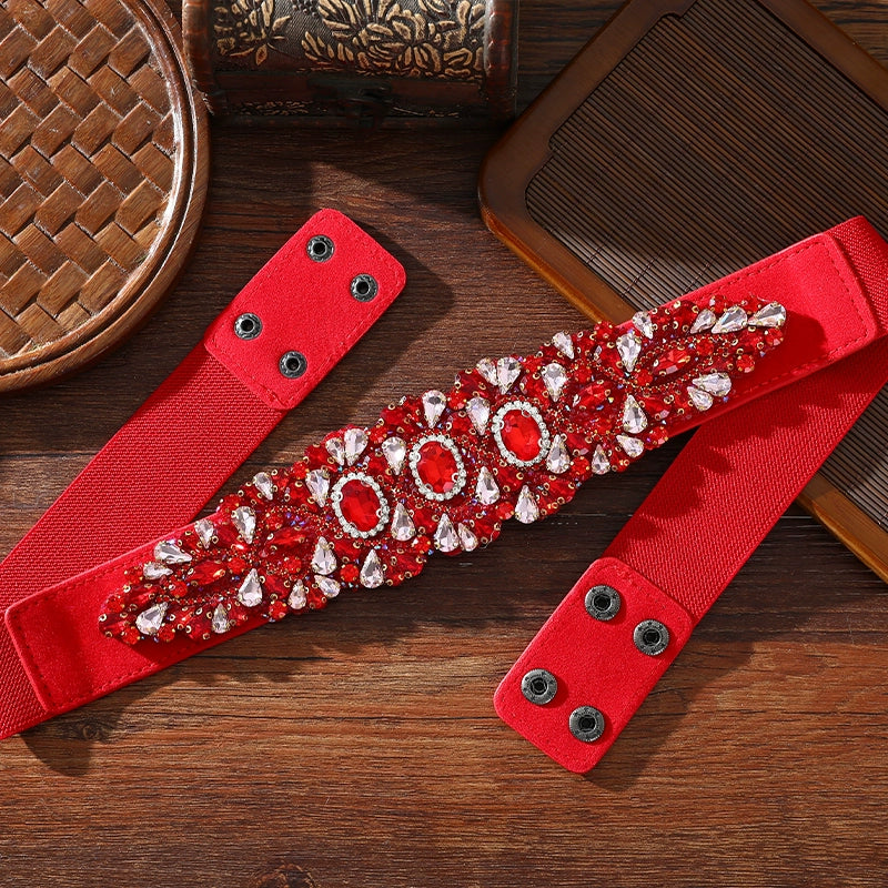 Xinjiang Latin ballroom dance sasehs waistband  diamond elastic waist belt for women girls Uygur dance accessories dancing waist chain - Moderndancedress.com