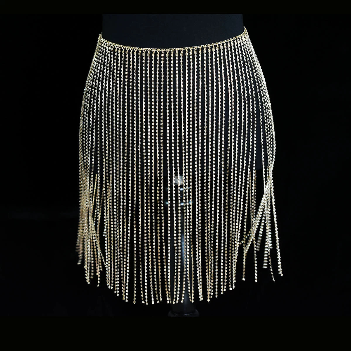 Women girls latin jazz rave dance Rhinestone tassel waist chain hollow bling hot pole dance tassel skirt belly dance body chain belts - Moderndancedress.com