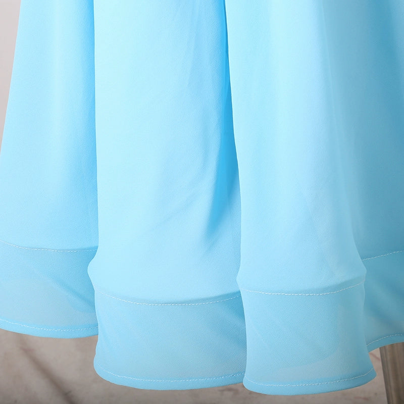 Blue black Modern ballroom dance dresses for women girls sleeveless fringe waltz tango foxtrot rhythm competition gown - Moderndancedress.com