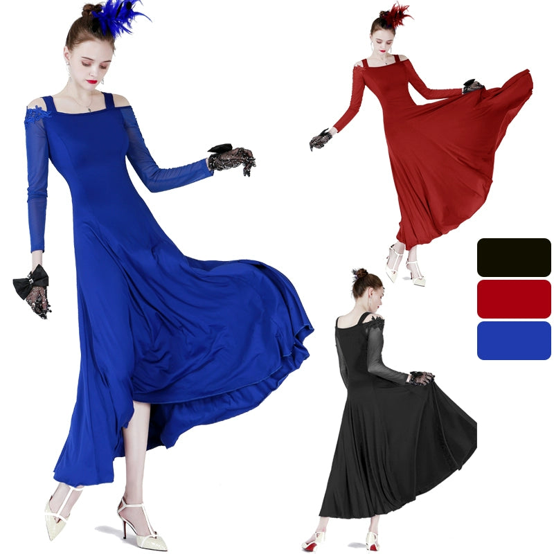 Waltz Long and Short Sleeve Modern Dress, Modern Dress, Big Sleeve National Standard Dress - Moderndancedress.com