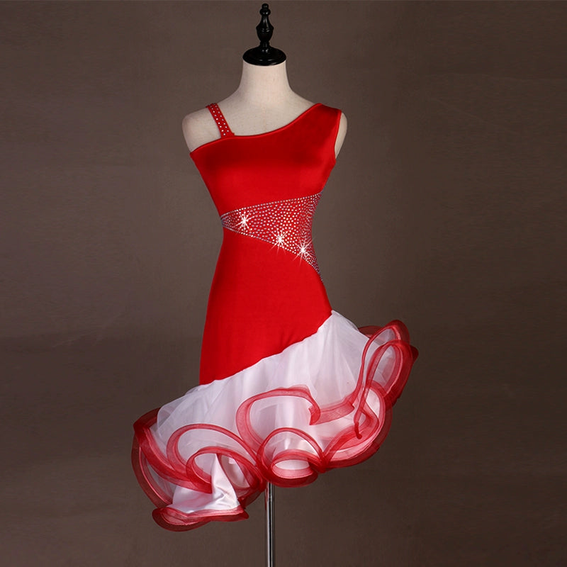 Latin Dance Dresses Women's Performance Spandex / Organza Crystals / Rhinestones Sleeveless Dress