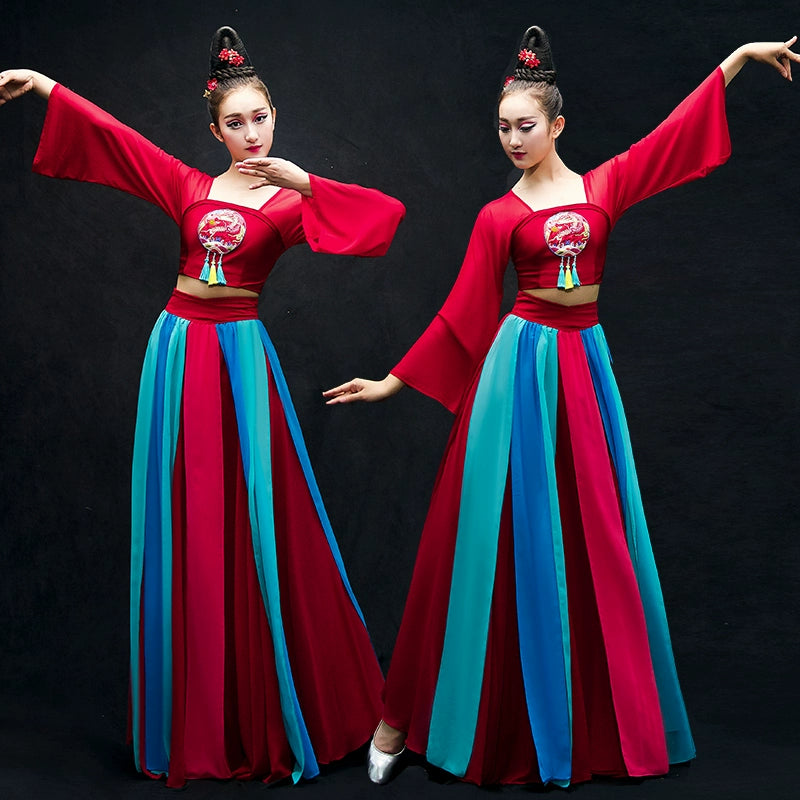 Chinese Folk Dance Costumes Classical Dance Costume Fairy Chinese Style Modern Dance Costume Fan Umbrella Dance Adult - 