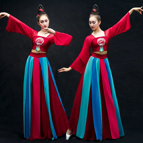 Chinese Folk Dance Costumes Classical Dance Costume Fairy Chinese Style Modern Dance Costume Fan Umbrella Dance Adult - Moderndancedress.com
