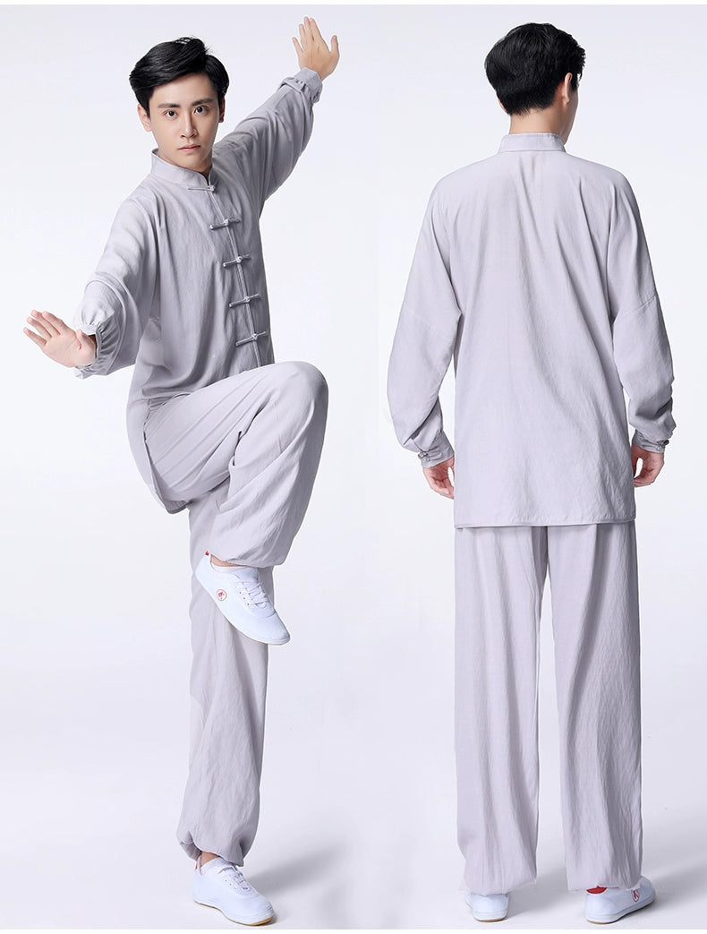 Cotton Linen Tai Chi Clothing for Women Men Chinese Kung Fu Uniforms Morning Exercises Fitness Tai Jiquan Training Clothes - Moderndancedress.com