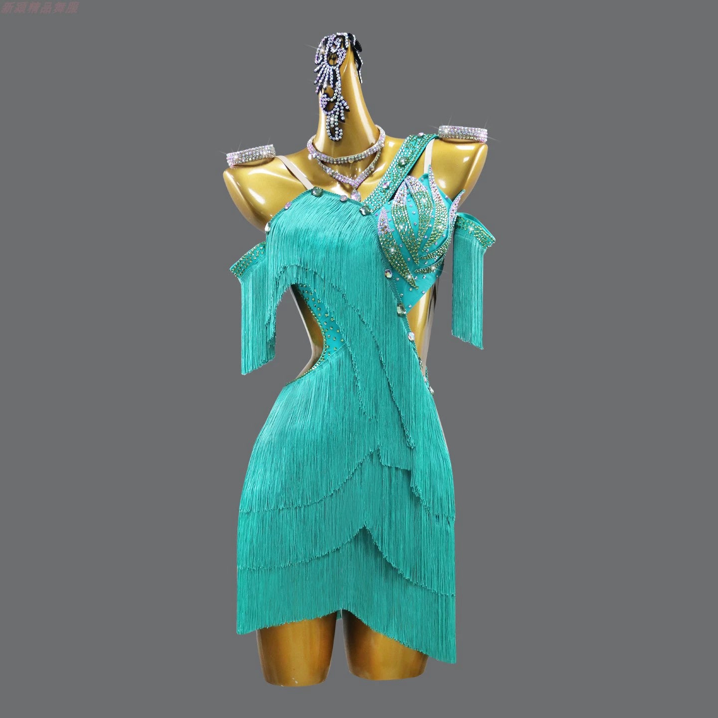 Turquoise Competition Latin Dance Dresses for Women Girls Salsa Rumba Chacha Latin Dance Costumes