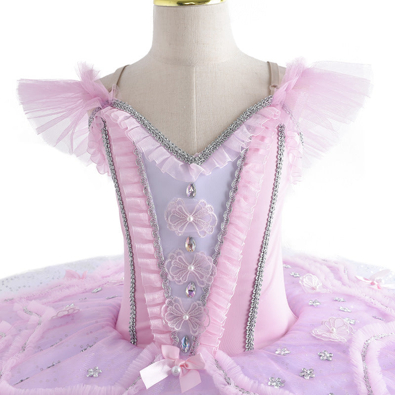 Professional Kids Blue Bird Tutu Ballerina Performance Dresses for Girls Classical Ballet Stage Costumes Pancake flat tutu - Moderndancedress.com