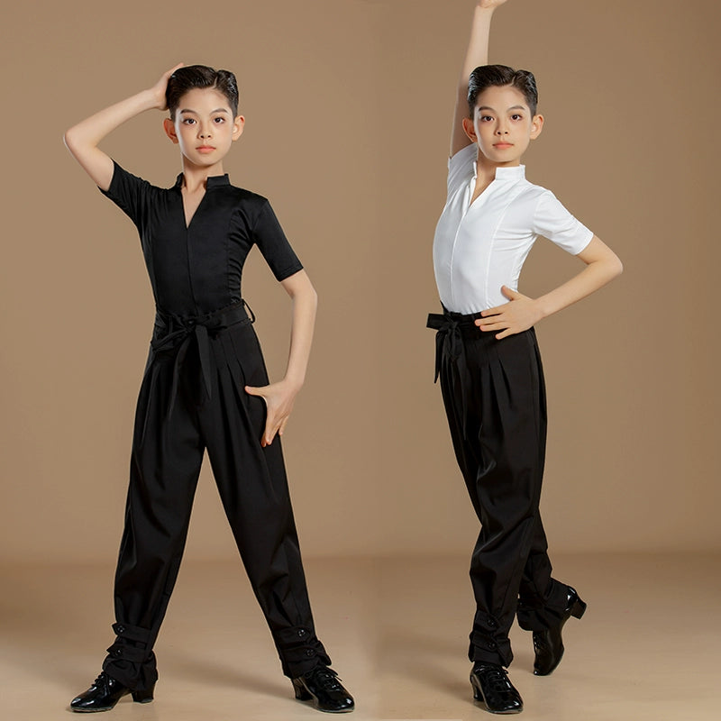 Boys Latin Dance Shirts and Pants Kids White Tops Waltz Tango Chacha  Dance Competition Costumes