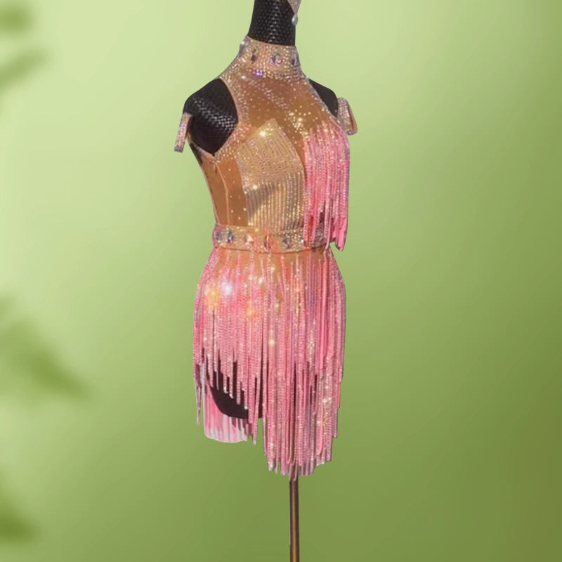 Custom Size Bling Fringe Latin Dance Dresses for Women Girls Salsa Rumba Chacha Performance Art Test Costumes - Moderndancedress.com