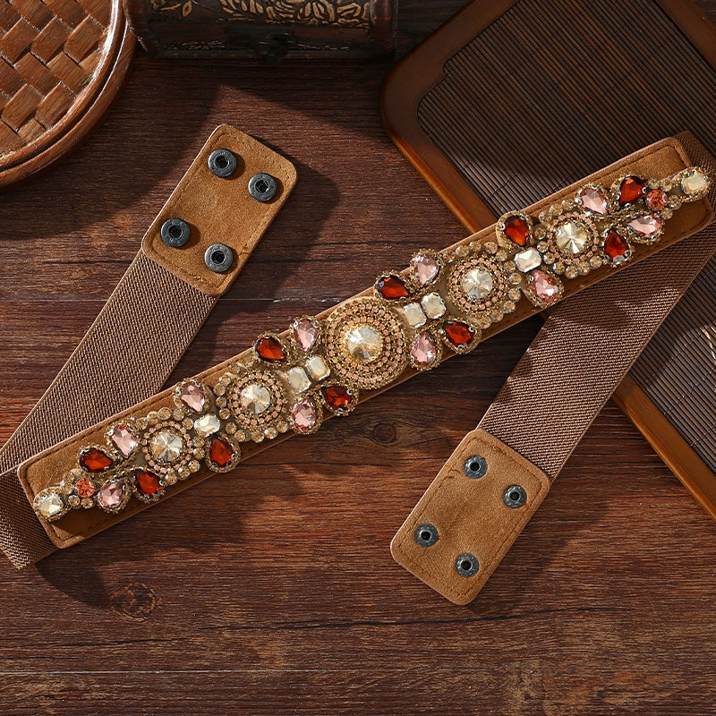 Xinjiang Latin ballroom dance sasehs waistband  diamond elastic waist belt for women girls Uygur dance accessories dancing waist chain - Moderndancedress.com