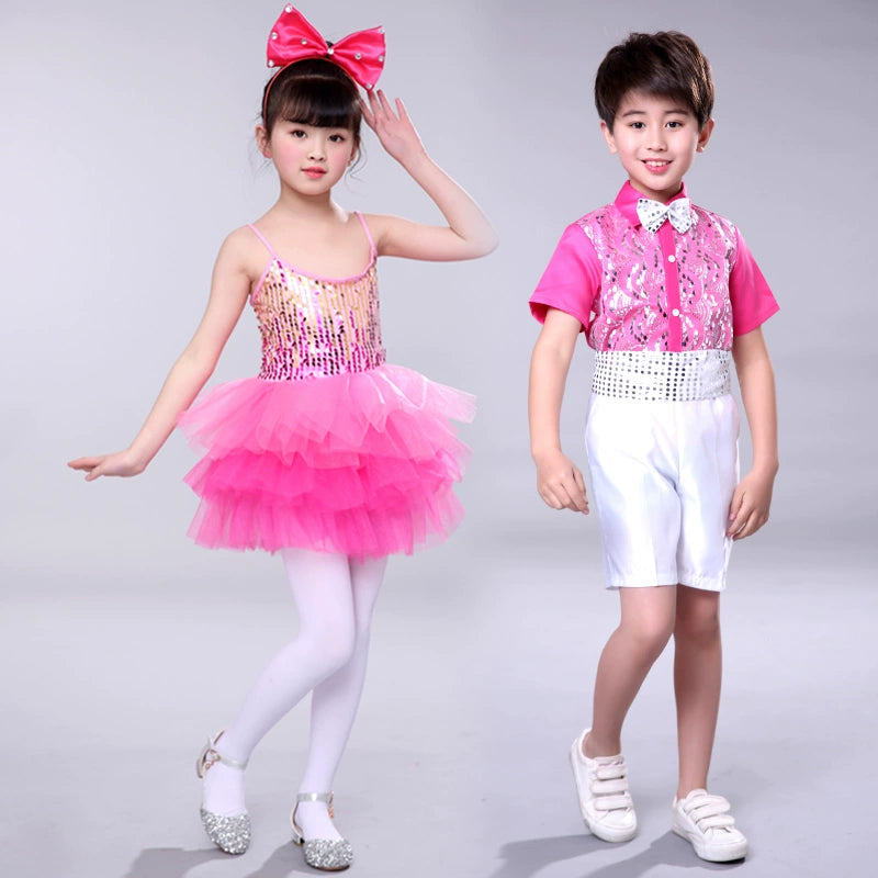 Girls princess Jazz Dance Costumes kindergarten sequins Jazz Dance Costume Girls princess skirt ballet dance pettiskirts skirt dance skirt - 