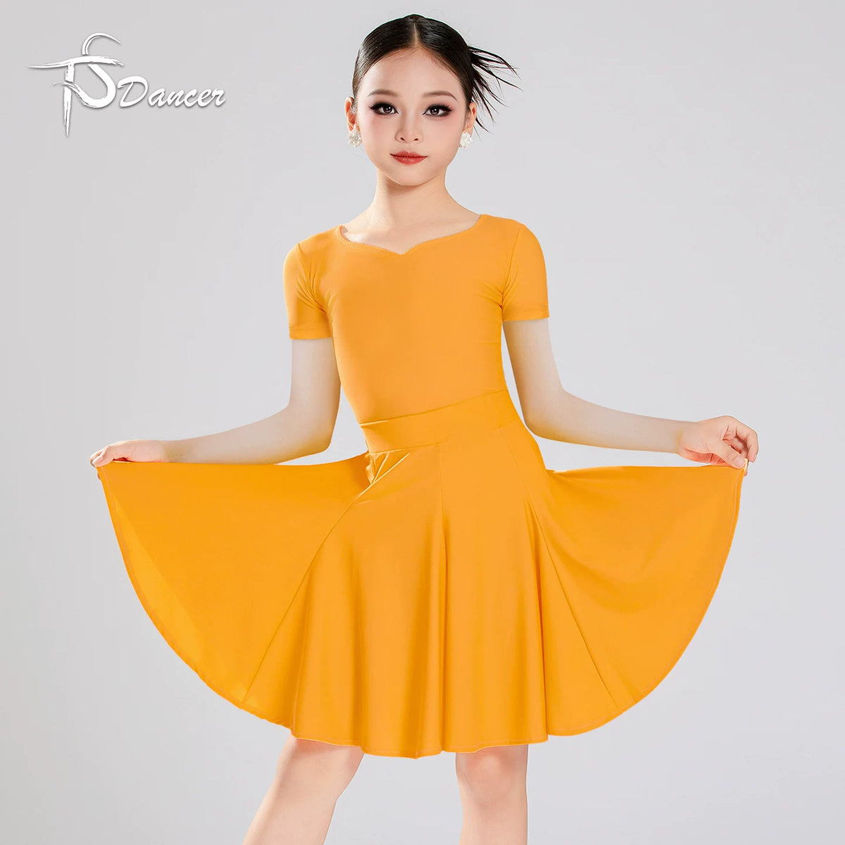Fuchsia Girls Latin Dance Dress - Kids Long Sleeve Ballroom Wear