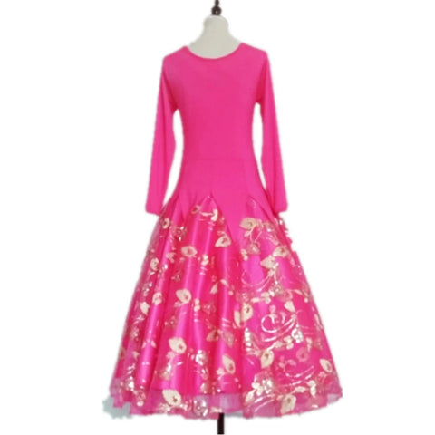 Women's Ballroom Dance Dresses Modern Dance Dress Competition Skirt Waltz Sequined Skirt - Moderndancedress.com