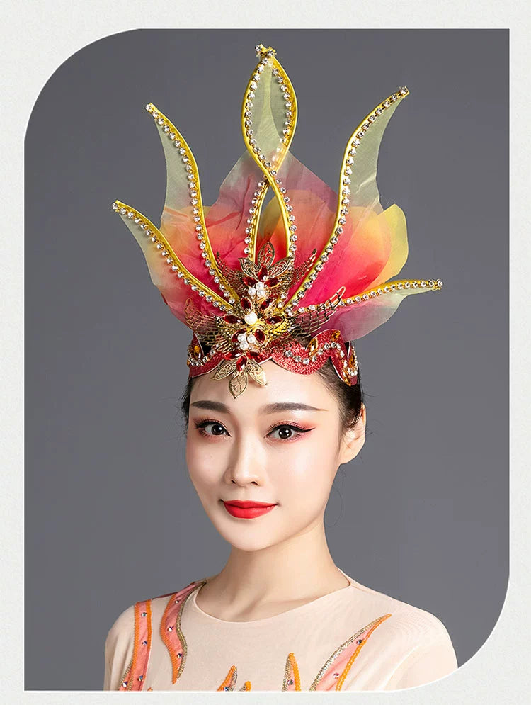 Opening Flamenco Dance Headdress for Women Girls Flowers Dress Headpiece Choir Dance Headgear Pageant Catwalk Stage Performance Props - Moderndancedress.com