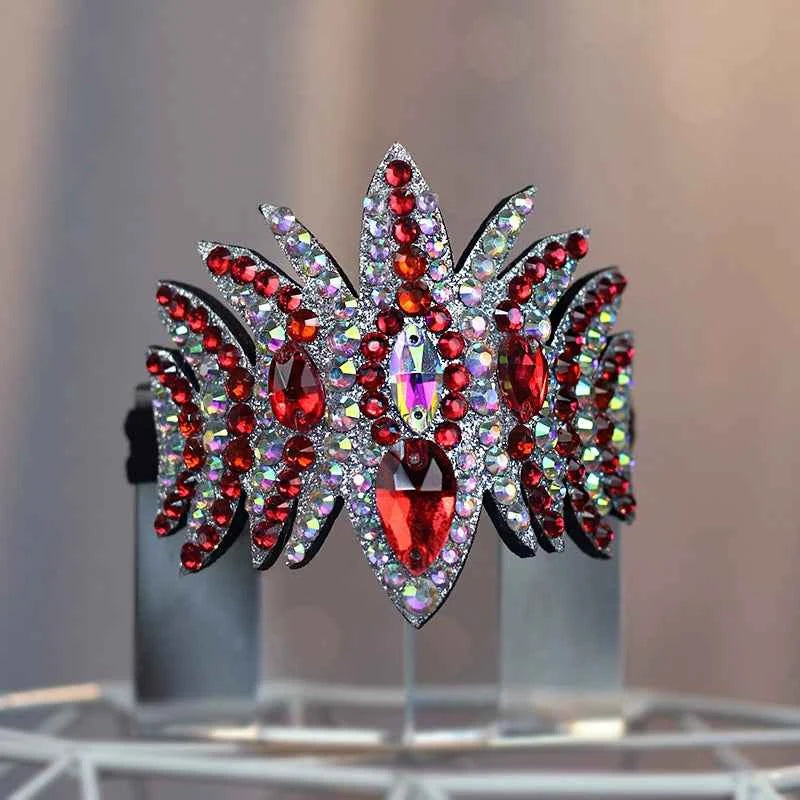 Rhinestone Artistic Gymnastics Diamond Head Piece for Kids Latin Ballroom Figure Skating Competition Ball Head Crown Hair Accessories