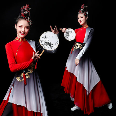 Chinese Folk Dance Costume Classical Dance Costume Chinese Wind Yangko Costume Modern Dance Costume Fan Dance Fairy Adult - 