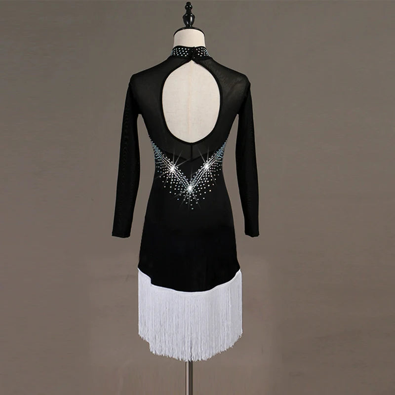 Latin Dance Dresses Women's Performance Spandex / Organza Ruching / Crystals / Rhinestones Sleeveless Dress - Moderndancedress.com
