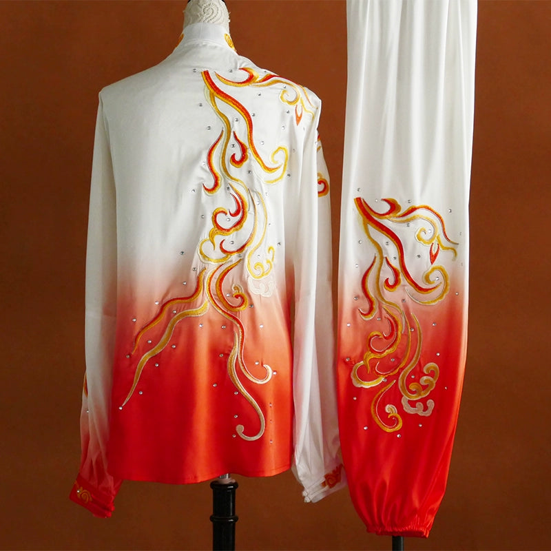 Custom Size Embroidery Phoenix Taichi Clothing Taijiquan Wushu Performance Clothing for Unisex Group Competition Clothing Martial Arts Uniforms - Moderndancedress.com