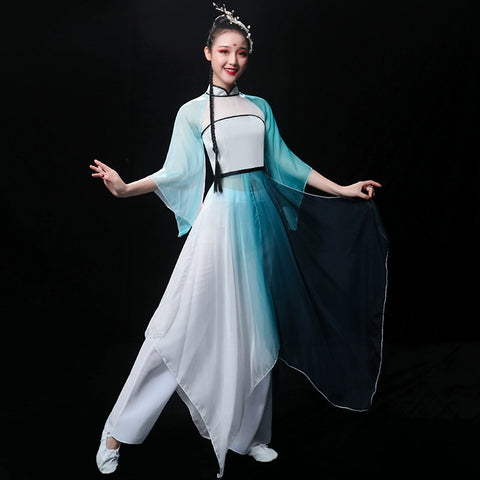 Chinese Folk Dance Costume Classical Dance Costume Performing Dress Chinese Fairy Narcissus Dance Modern Fan Dance Ancient Style Adults - Moderndancedress.com