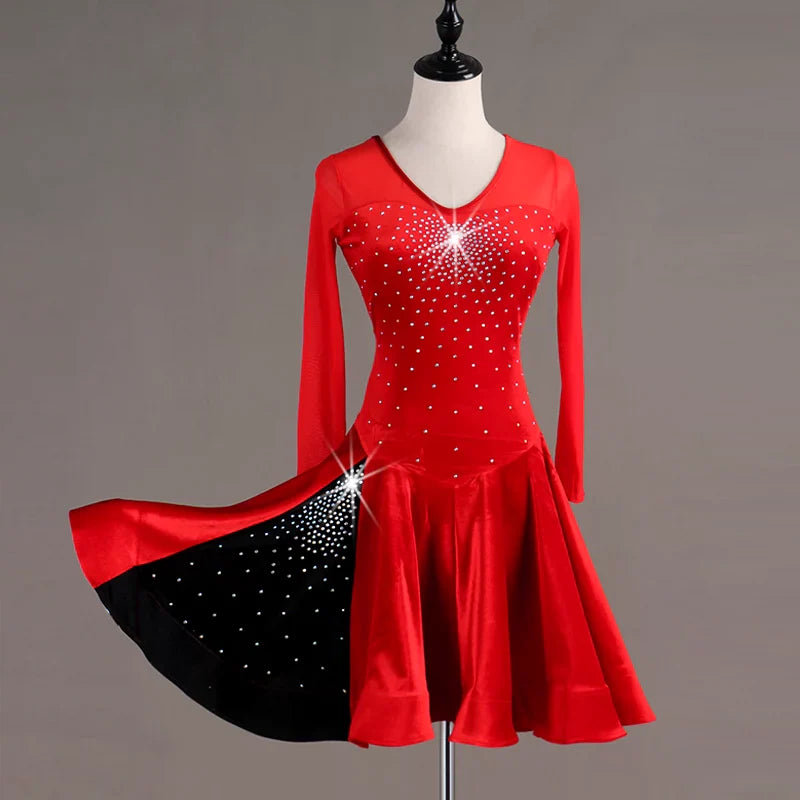 Latin Dance Dresses Latin Dance Competition Dresses / Rhinestones High Dress - Moderndancedress.com