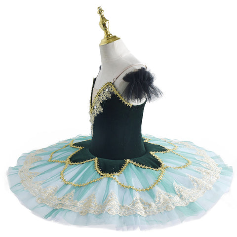 Girls Green Ballet Tutu Skirt Professional Swan Lake Ballerina ballet dress Blue Bird Variations Little Swan Performance Clothing for kids - Moderndancedress.com