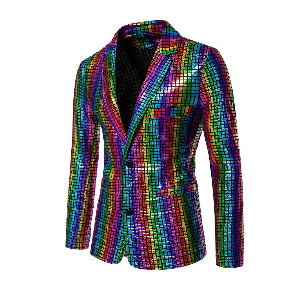 Rainbow Checkered Jazz Dance Blazers for Men Youth Concert Singers Host Cos Party Dress Up Stage Nightclub Performance Jacket for Man - Moderndancedress.com