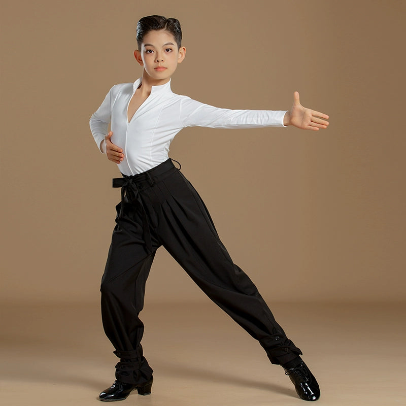 Boys Latin Dance Shirts and Pants Kids White Tops Waltz Tango Chacha  Dance Competition Costumes