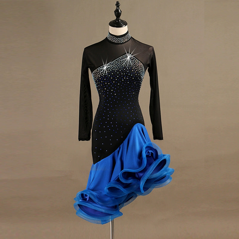 Latin Dance Dresses Women's Performance Spandex / Organza Ruching / Crystals / Rhinestones Sleeveless Dress
