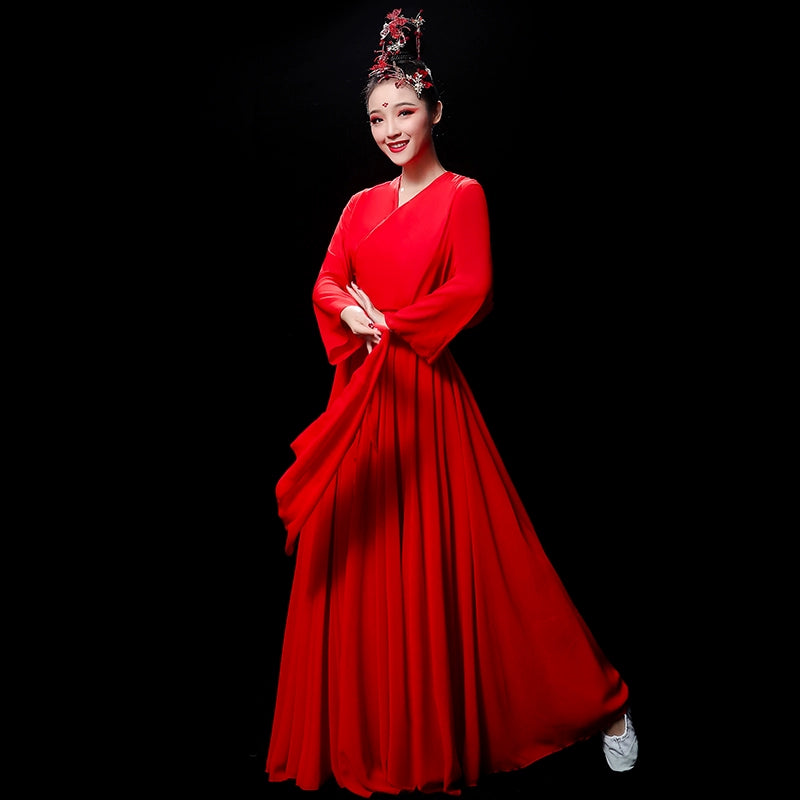 Chinese Folk Dance Costume Classical Dance Costume Chinese wind opening dance dress Modern Dance Costume Fairy Dress Adult - 